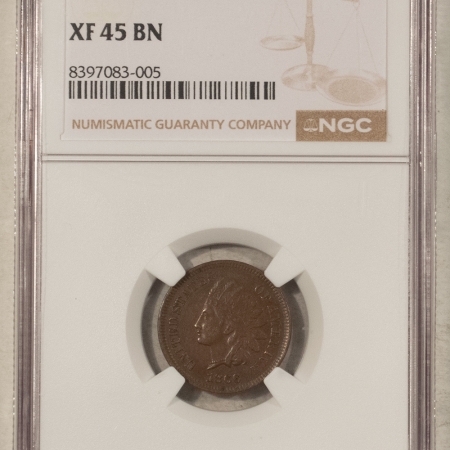 Indian 1866 INDIAN CENT – NGC XF-45 BN, CHOCOLATE BROWN!