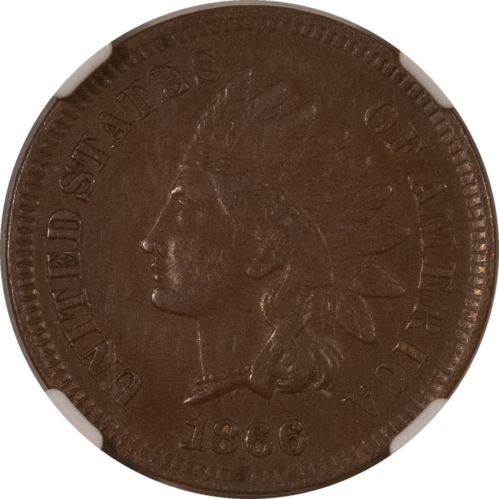 Indian 1866 INDIAN CENT – NGC XF-45 BN, CHOCOLATE BROWN! Indian 1866 INDIAN CENT – NGC XF-45 BN, CHOCOLATE BROWN!