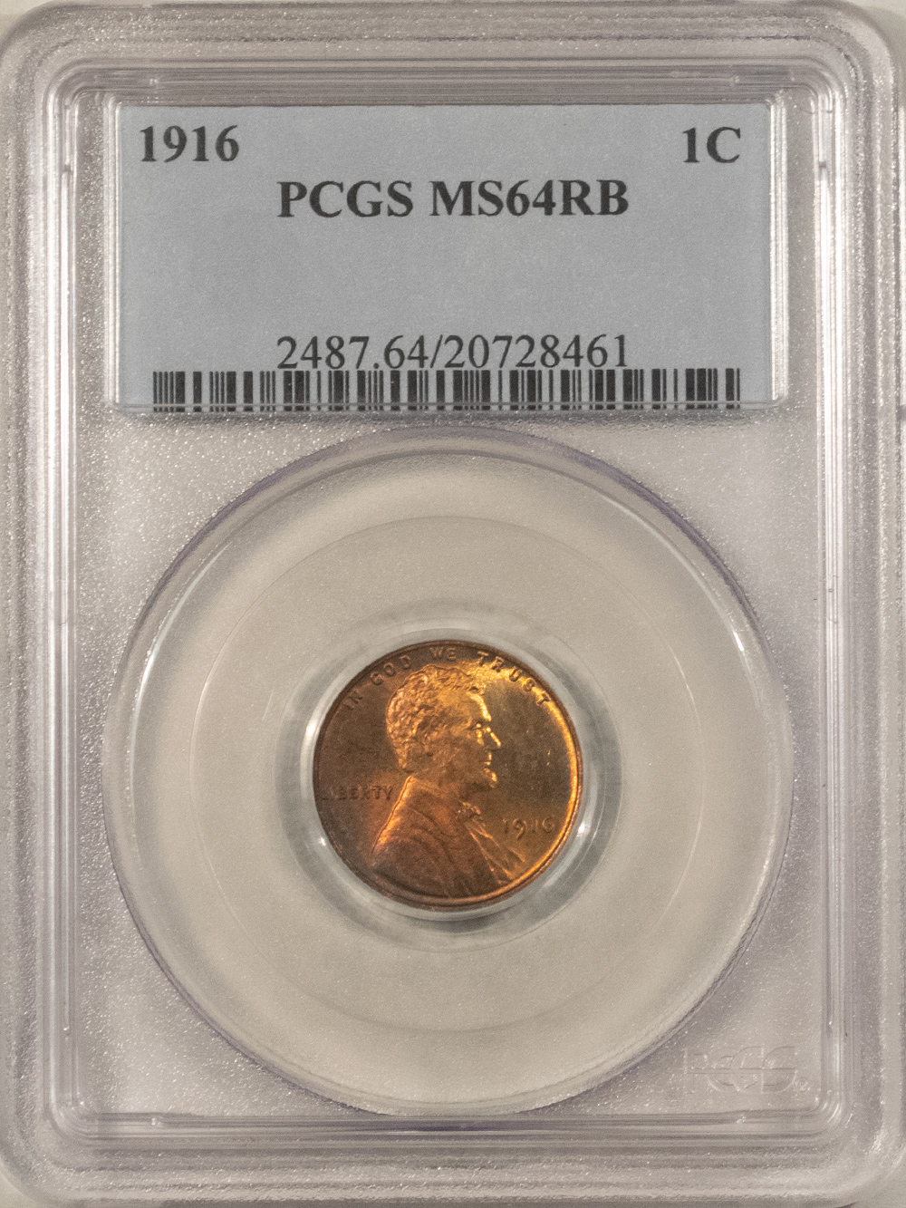 Lincoln Cents (Wheat) 1916 LINCOLN CENT – PCGS MS-64 RB, PRETTY! Lincoln Cents (Wheat) 1916 LINCOLN CENT – PCGS MS-64 RB, PRETTY!