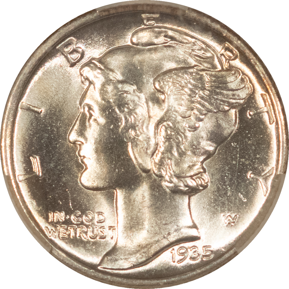 CAC Approved Coins 1935 MERCURY DIME – CACG MS-65 FB, BLAST WHITE GEM! CAC APPROVED! CAC Approved Coins 1935 MERCURY DIME – CACG MS-65 FB, BLAST WHITE GEM! CAC APPROVED!
