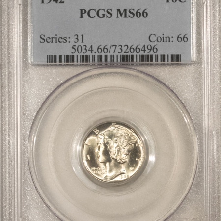 Dimes 1942 MERCURY DIME – PCGS MS-66, PRETTY!