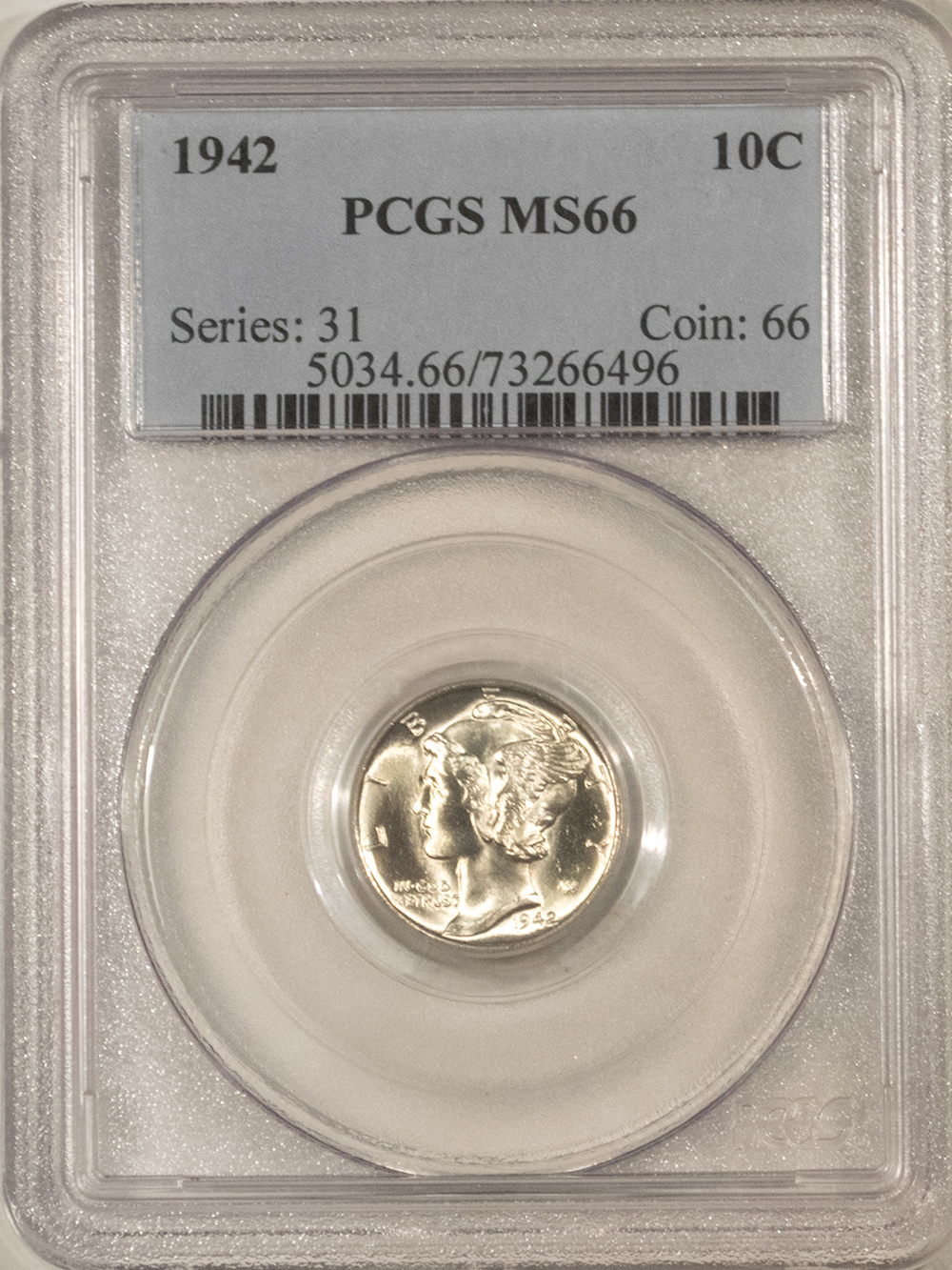 Dimes 1942 MERCURY DIME – PCGS MS-66, PRETTY! Dimes 1942 MERCURY DIME – PCGS MS-66, PRETTY!