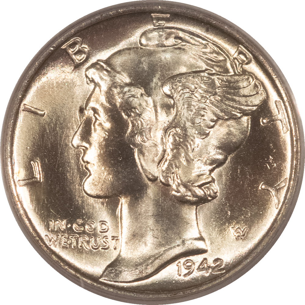 Dimes 1942 MERCURY DIME – PCGS MS-66, PRETTY! Dimes 1942 MERCURY DIME – PCGS MS-66, PRETTY!