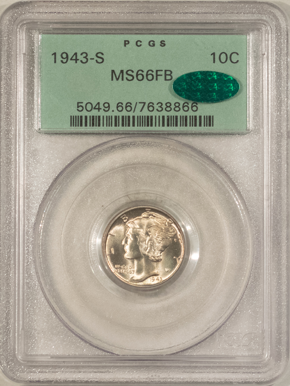 CAC Approved Coins 1943-S MERCURY DIME – PCGS MS-66 FB, FRESH AND PREMIUM QUALITY+! CAC APPROVED! CAC Approved Coins 1943-S MERCURY DIME – PCGS MS-66 FB, FRESH AND PREMIUM QUALITY+! CAC APPROVED!