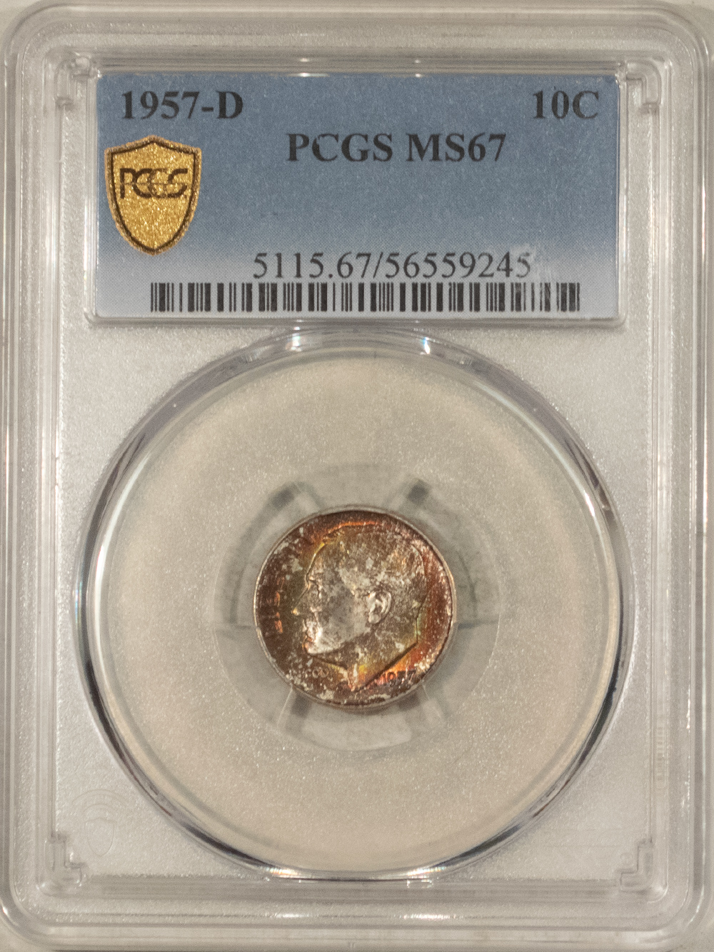 Dimes 1957-D ROOSEVELT DIME – PCGS MS-67, GORGEOUS! Dimes 1957-D ROOSEVELT DIME – PCGS MS-67, GORGEOUS!