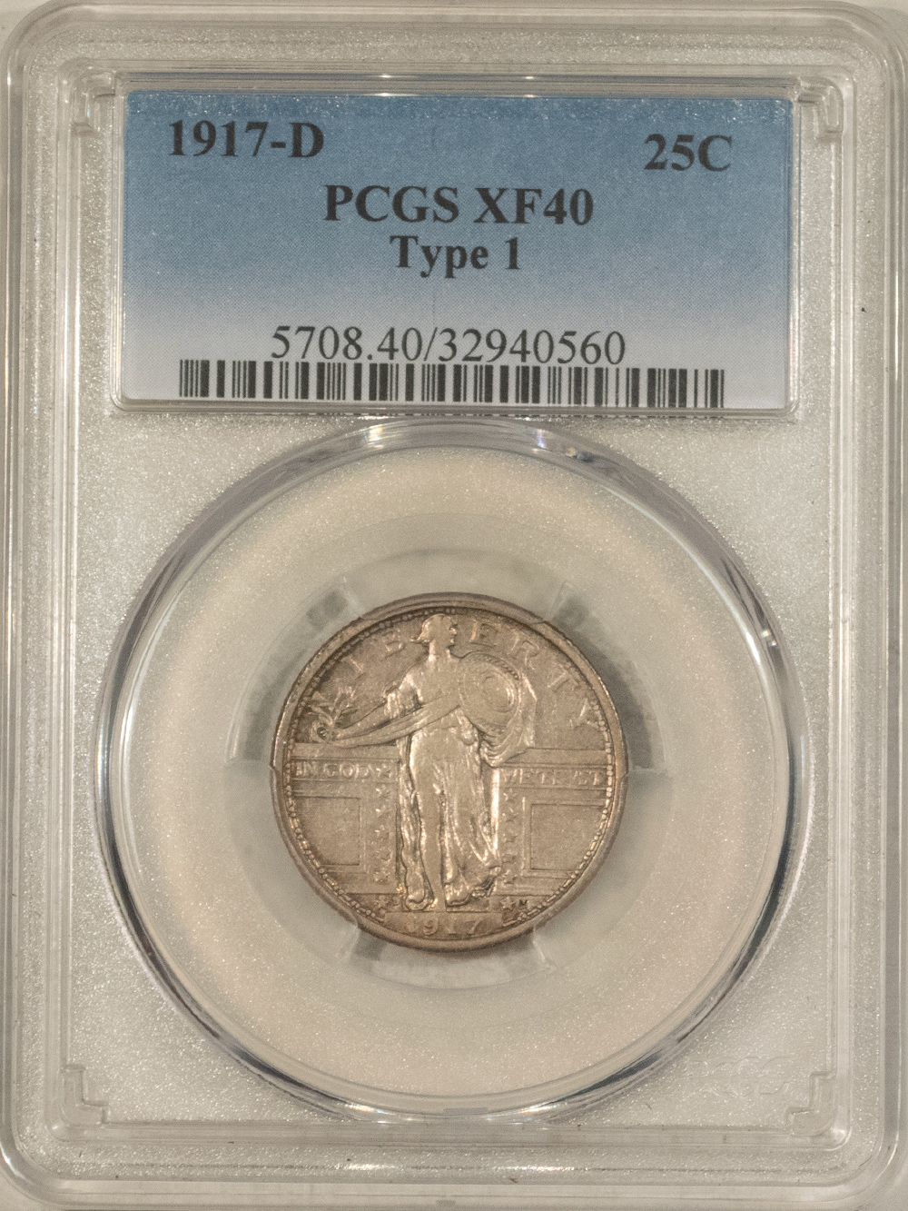 New Certified Coins 1917-D TYPE 1 STANDING LIBERTY QUARTER – PCGS XF-40 New Certified Coins 1917-D TYPE 1 STANDING LIBERTY QUARTER – PCGS XF-40