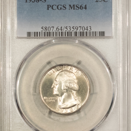 New Certified Coins 1938-S WASHINGTON QUARTER – PCGS MS-64, WHITE AND FLASHY!