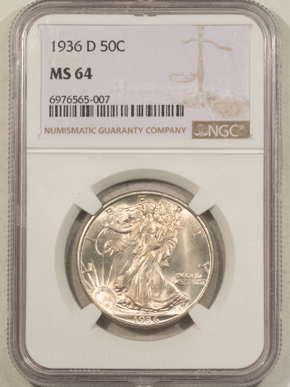Half Dollars 1936-D WALKING LIBERTY HALF DOLLAR – NGC MS-64 Half Dollars 1936-D WALKING LIBERTY HALF DOLLAR – NGC MS-64