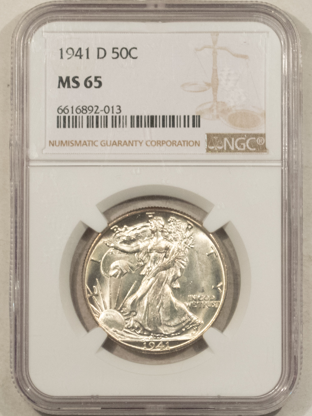 Half Dollars 1941-D WALKING LIBERTY HALF DOLLAR – NGC MS-65, WHITE GEM! Half Dollars 1941-D WALKING LIBERTY HALF DOLLAR – NGC MS-65, WHITE GEM!