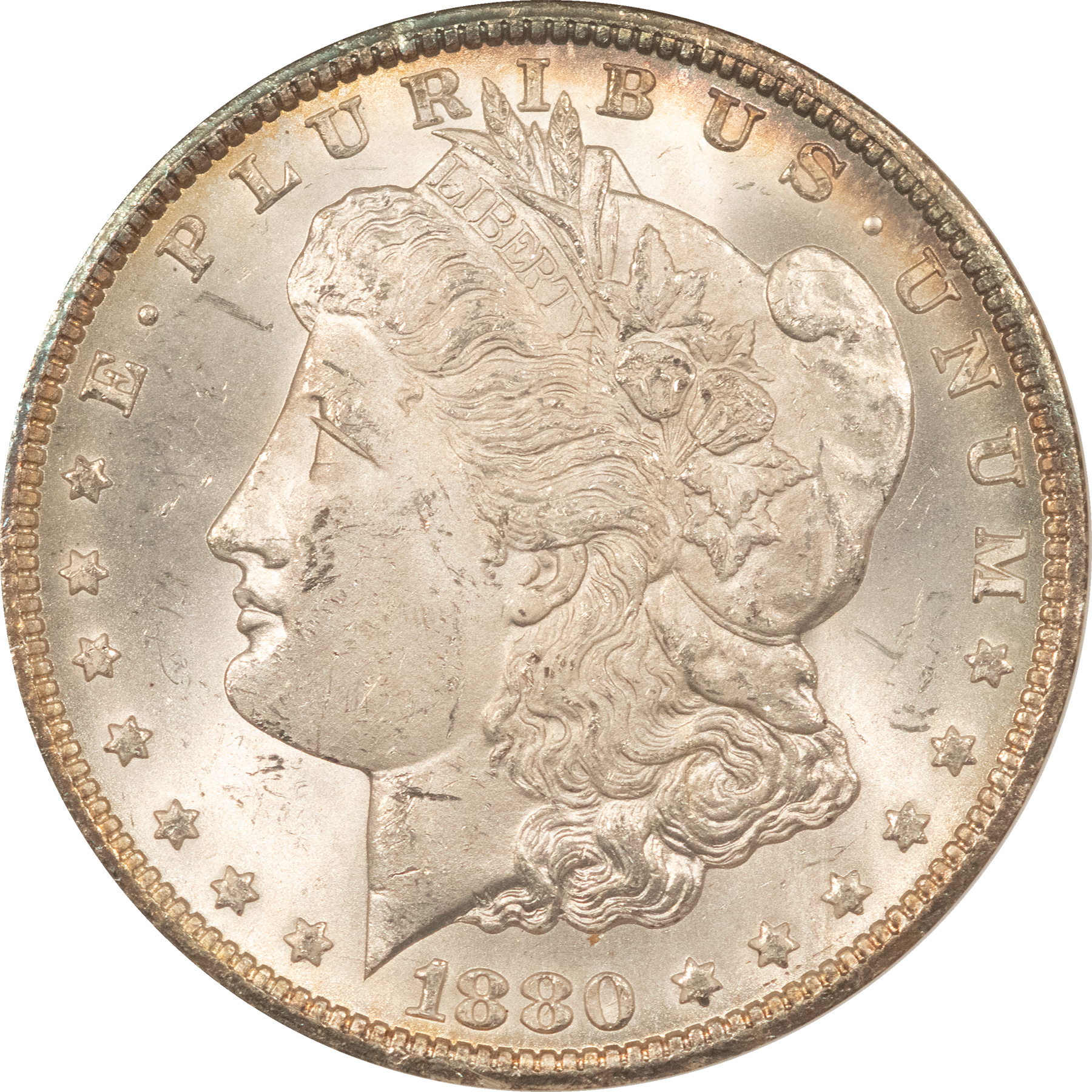Dollars 1880/79-CC $1 MORGAN DOLLAR REVERSE OF 1878 VAM-4, ANACS MS-63 FROSTY WHITE & PQ Dollars 1880/79-CC $1 MORGAN DOLLAR REVERSE OF 1878 VAM-4, ANACS MS-63 FROSTY WHITE & PQ