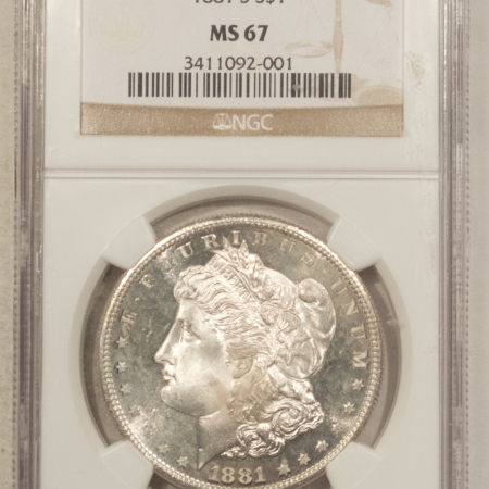 Dollars 1881-S $1 MORGAN DOLLAR – NGC MS-67, BLAST WHITE! LOOKS PROOF-LIKE!