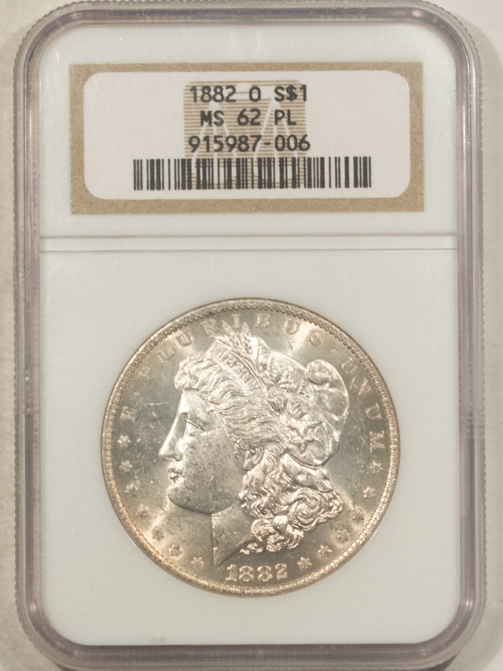Dollars 1882-O $1 MORGAN DOLLAR – NGC MS-62 PL, FRESH WHITE & PROOF-LIKE! Dollars 1882-O $1 MORGAN DOLLAR – NGC MS-62 PL, FRESH WHITE & PROOF-LIKE!