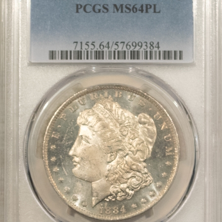 Dollars 1884-O $1 MORGAN DOLLAR – PCGS MS-64 PL, FRESH PROOFLIKE WITH DEEP MIRRORS!