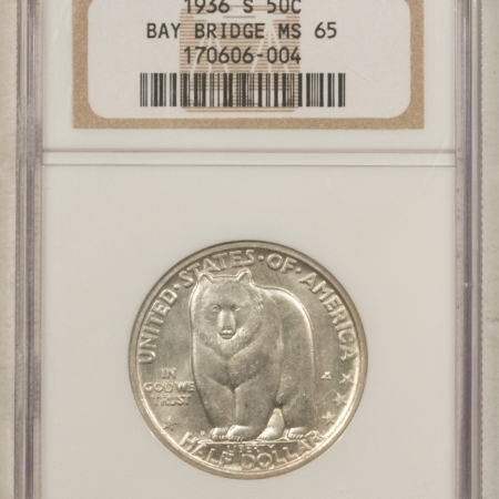 Early Commems 1936-S BAY BRIDGE COMMEMORATIVE HALF DOLLAR – NGC MS-65 WHITE GEM!