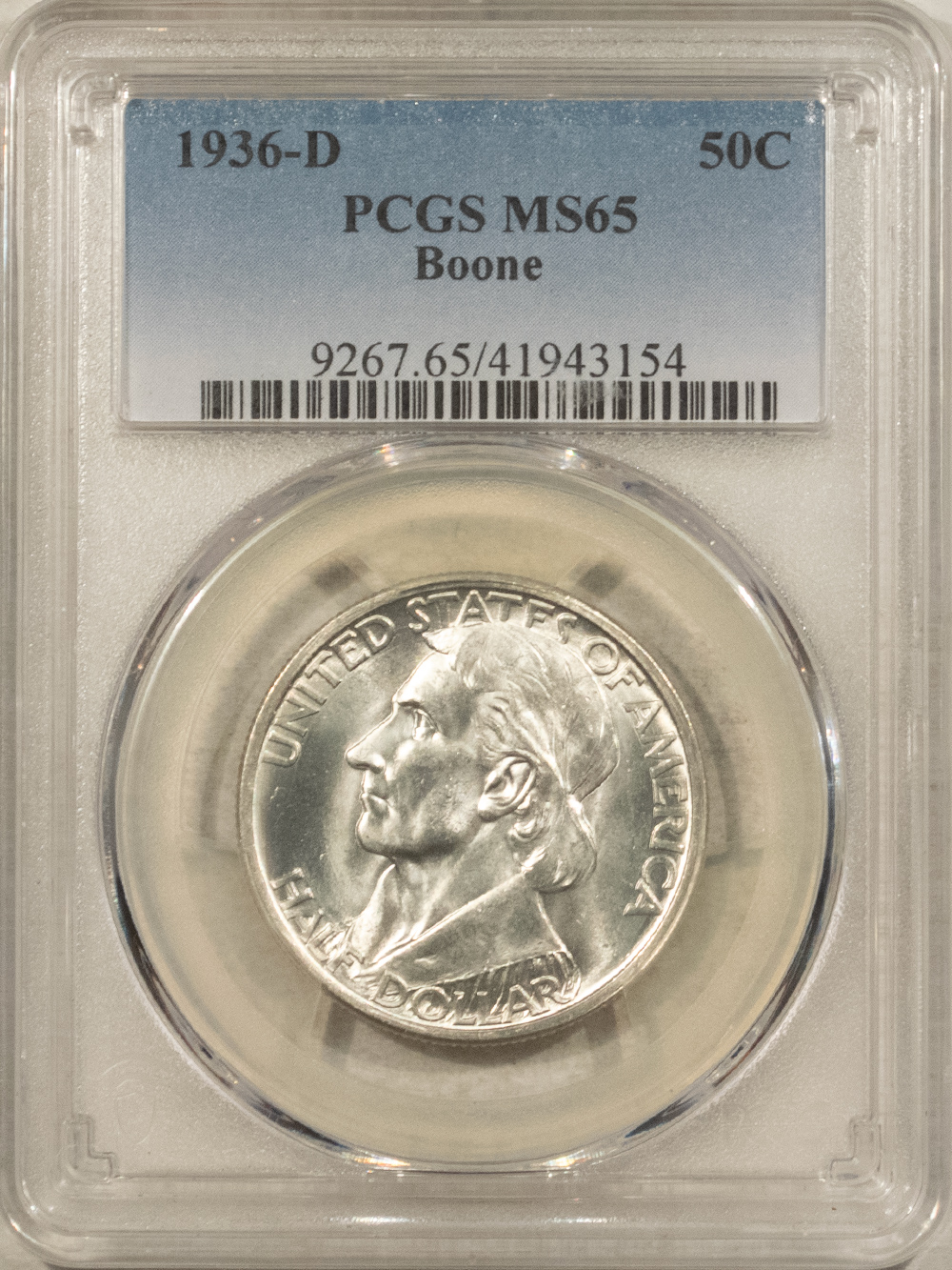 Early Commems 1936-D BOONE COMMEMORATIVE HALF DOLLAR – PCGS MS-65, BLAZING WHITE & PQ! Early Commems 1936-D BOONE COMMEMORATIVE HALF DOLLAR – PCGS MS-65, BLAZING WHITE & PQ!