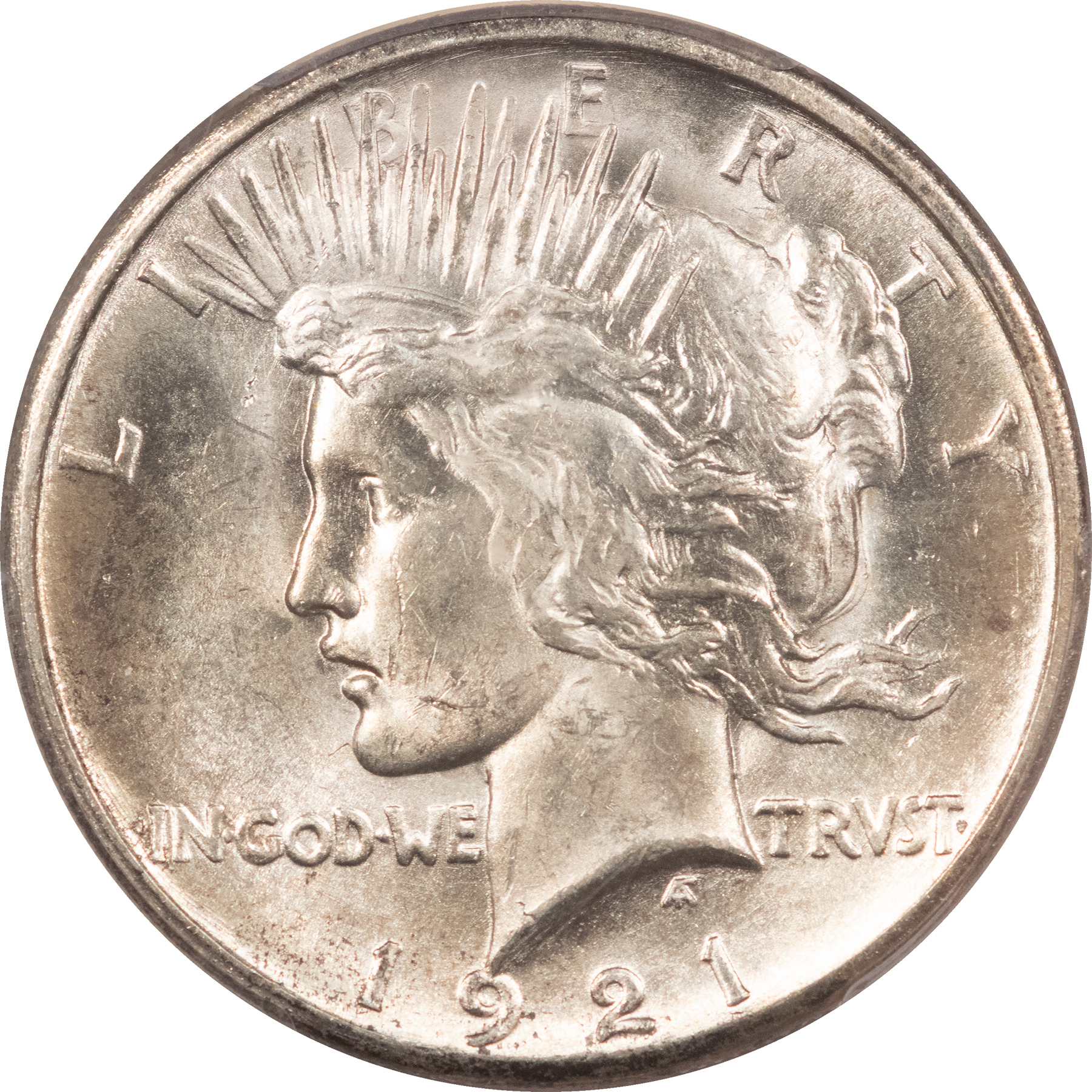 Dollars 1921 $1 PEACE DOLLAR – PCGS MS-63, BLAST WHITE! KEY-DATE! Dollars 1921 $1 PEACE DOLLAR – PCGS MS-63, BLAST WHITE! KEY-DATE!