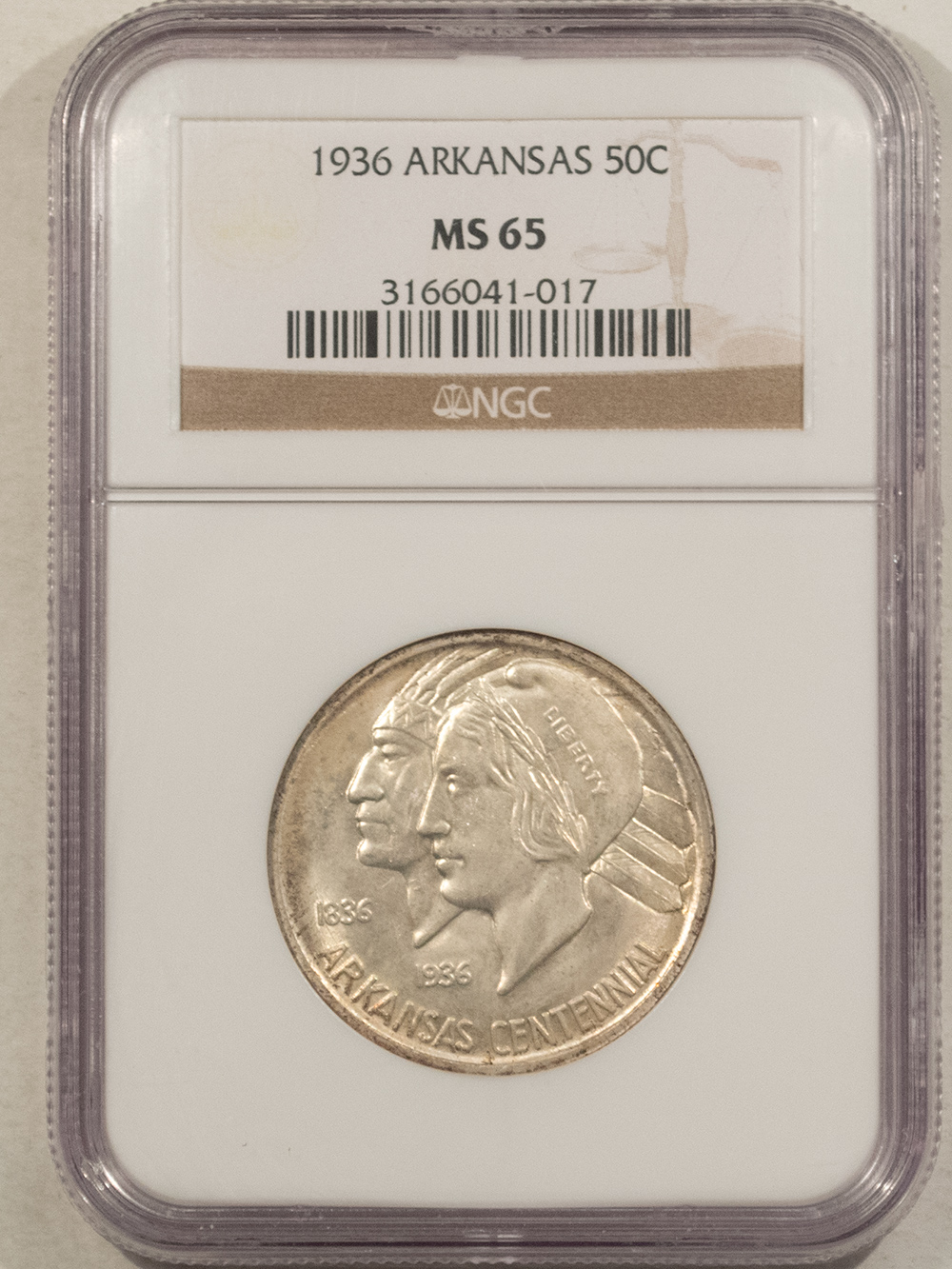 Early Commems 1936 ARKANSAS COMMEMORATIVE HALF DOLLAR – NGC MS-65 Early Commems 1936 ARKANSAS COMMEMORATIVE HALF DOLLAR – NGC MS-65