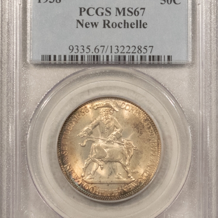Early Commems 1938 NEW ROCHELLE COMMEMORATIVE HALF DOLLAR – PCGS MS-67, PREMIUM QUALITY!