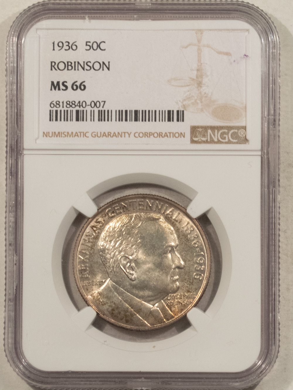Early Commems 1936 ROBINSON COMMEMORATIVE HALF DOLLAR – NGC MS-66, FRESH & PREMIUM QUALITY! Early Commems 1936 ROBINSON COMMEMORATIVE HALF DOLLAR – NGC MS-66, FRESH & PREMIUM QUALITY!