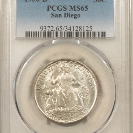 Early Commems 1936-D SAN DIEGO COMMEMORATIVE HALF DOLLAR – PCGS MS-65, BLAST WHITE GEM!