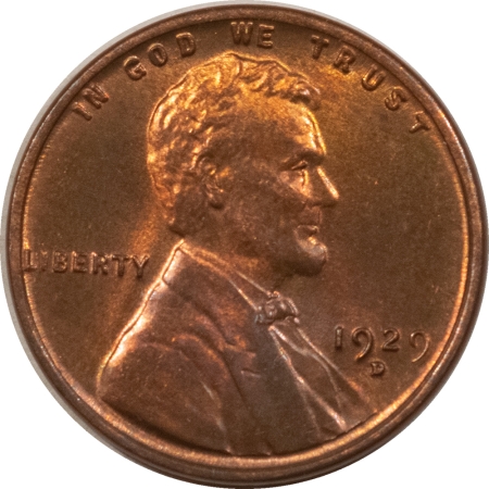 Lincoln Cents (Wheat) 1929-D LINCOLN CENT – UNCIRCULATED, VERY CHOICE WITH AMPLE RED!