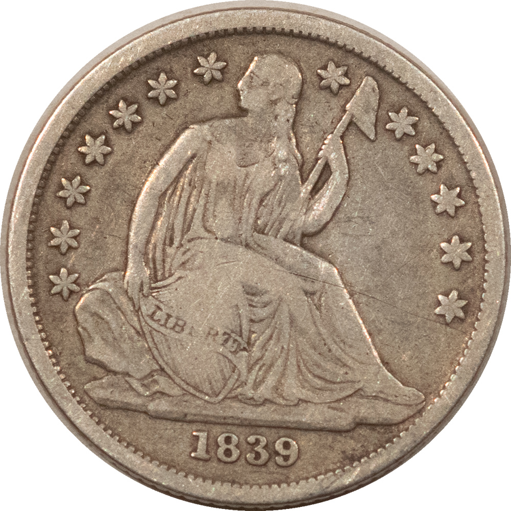 Dimes 1839-O SEATED LIBERTY DIME – PLEASING CIRCULATED EXAMPLE! Dimes 1839-O SEATED LIBERTY DIME – PLEASING CIRCULATED EXAMPLE!