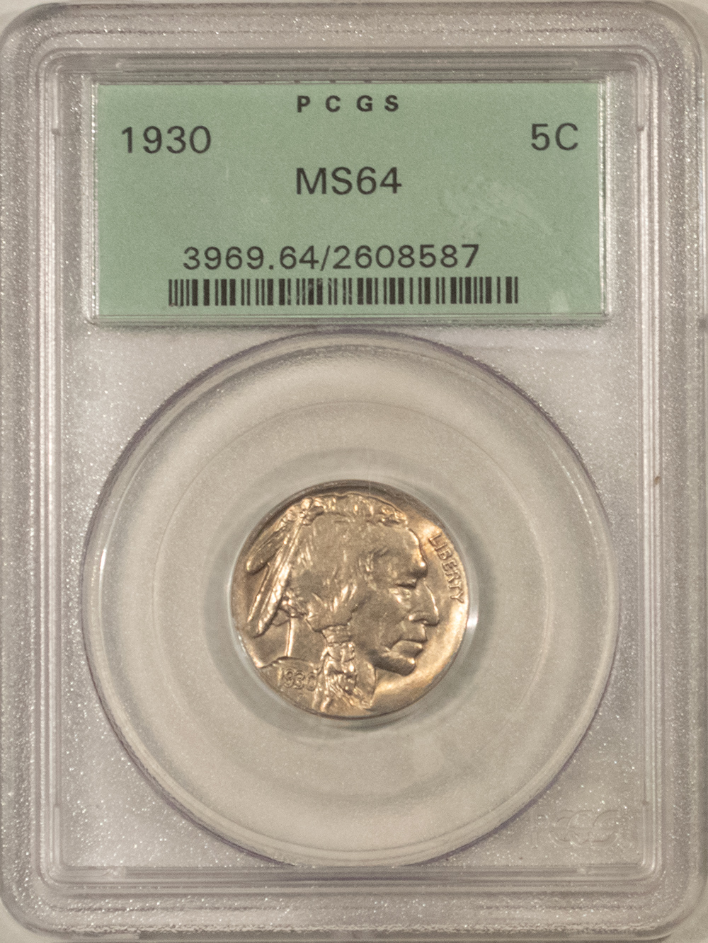 Buffalo Nickels 1930 BUFFALO NICKEL – PCGS MS-64, OLD GREEN HOLDER, PREMIUM QUALITY! Buffalo Nickels 1930 BUFFALO NICKEL – PCGS MS-64, OLD GREEN HOLDER, PREMIUM QUALITY!