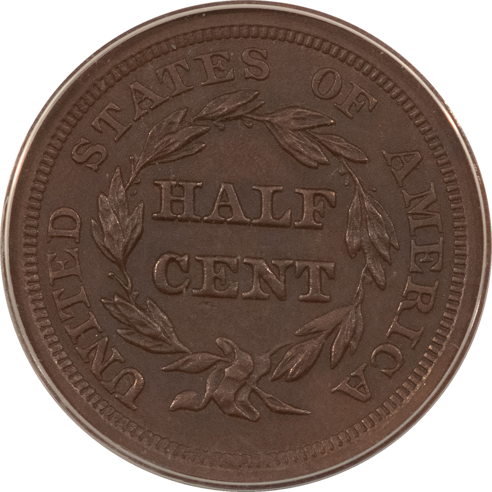 Braided Hair Half Cents 1857 BRAIDED HAIR HALF CENT – ANACS MS-60 BROWN, NICE LOOK! Braided Hair Half Cents 1857 BRAIDED HAIR HALF CENT – ANACS MS-60 BROWN, NICE LOOK!