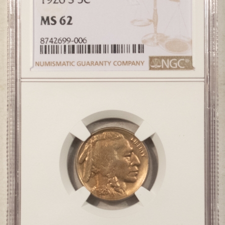 Buffalo Nickels 1926-S BUFFALO NICKEL – NGC MS-62, TOUGH DATE, SMOOTH & PLEASING!