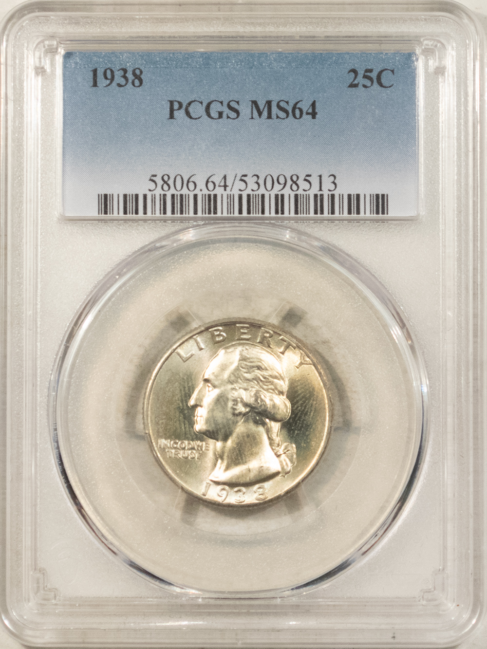 New Certified Coins 1938 WASHINGTON QUARTER – PCGS MS-64 New Certified Coins 1938 WASHINGTON QUARTER – PCGS MS-64