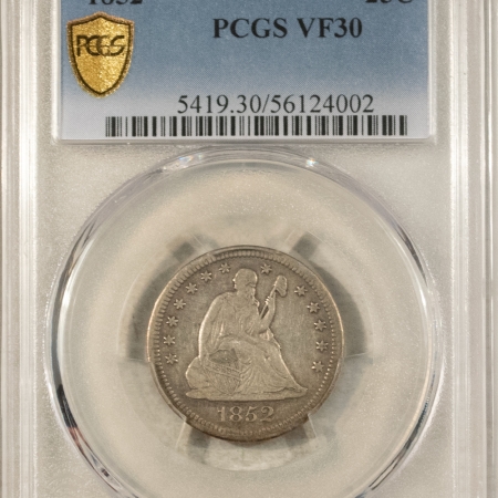 Liberty Seated Quarters 1852 SEATED LIBERTY QUARTER – PCGS VF-30, TOUGH DATE & 100 POP!