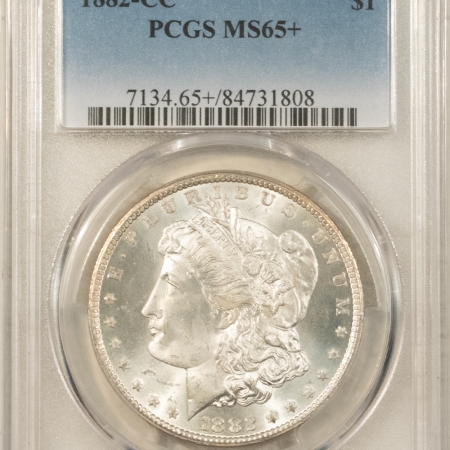 Dollars 1882-CC $1 MORGAN DOLLAR – PCGS MS-65+ BLAST WHITE GEM! PQ & CARSON CITY!