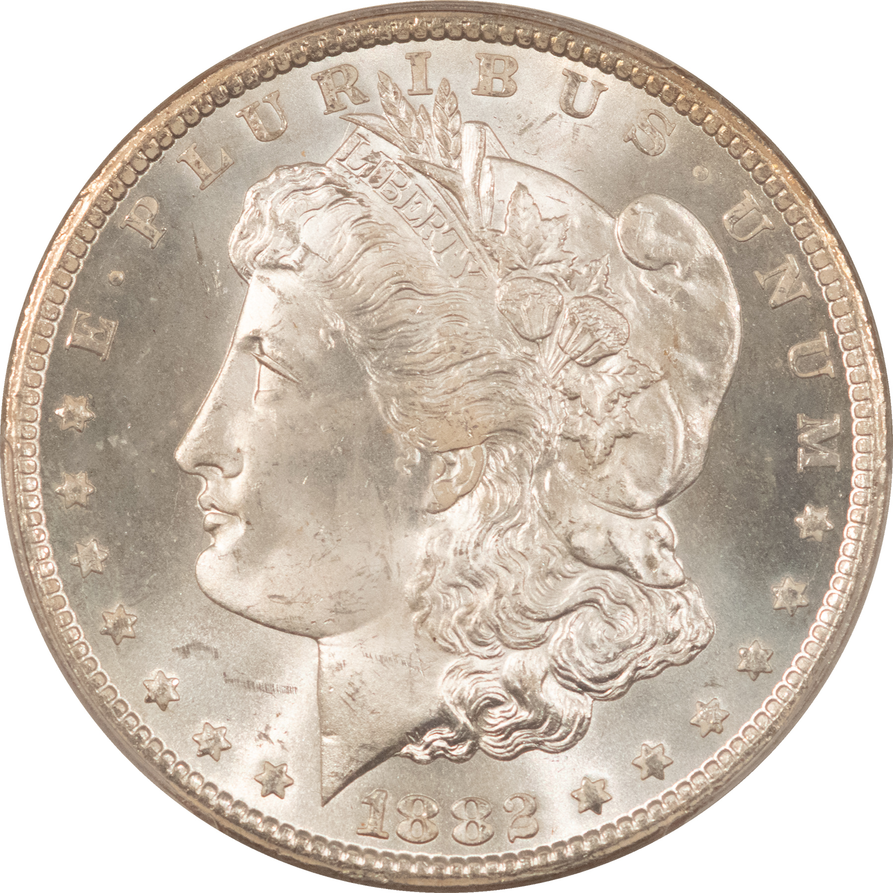 Dollars 1882-CC $1 MORGAN DOLLAR – PCGS MS-65+ BLAST WHITE GEM! PQ & CARSON CITY! Dollars 1882-CC $1 MORGAN DOLLAR – PCGS MS-65+ BLAST WHITE GEM! PQ & CARSON CITY!