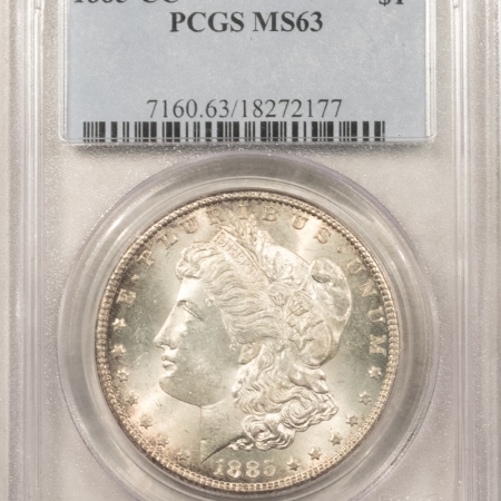 Dollars 1885-CC $1 MORGAN DOLLAR – PCGS MS-63, FLASHY & CHOICE! CARSON CITY!