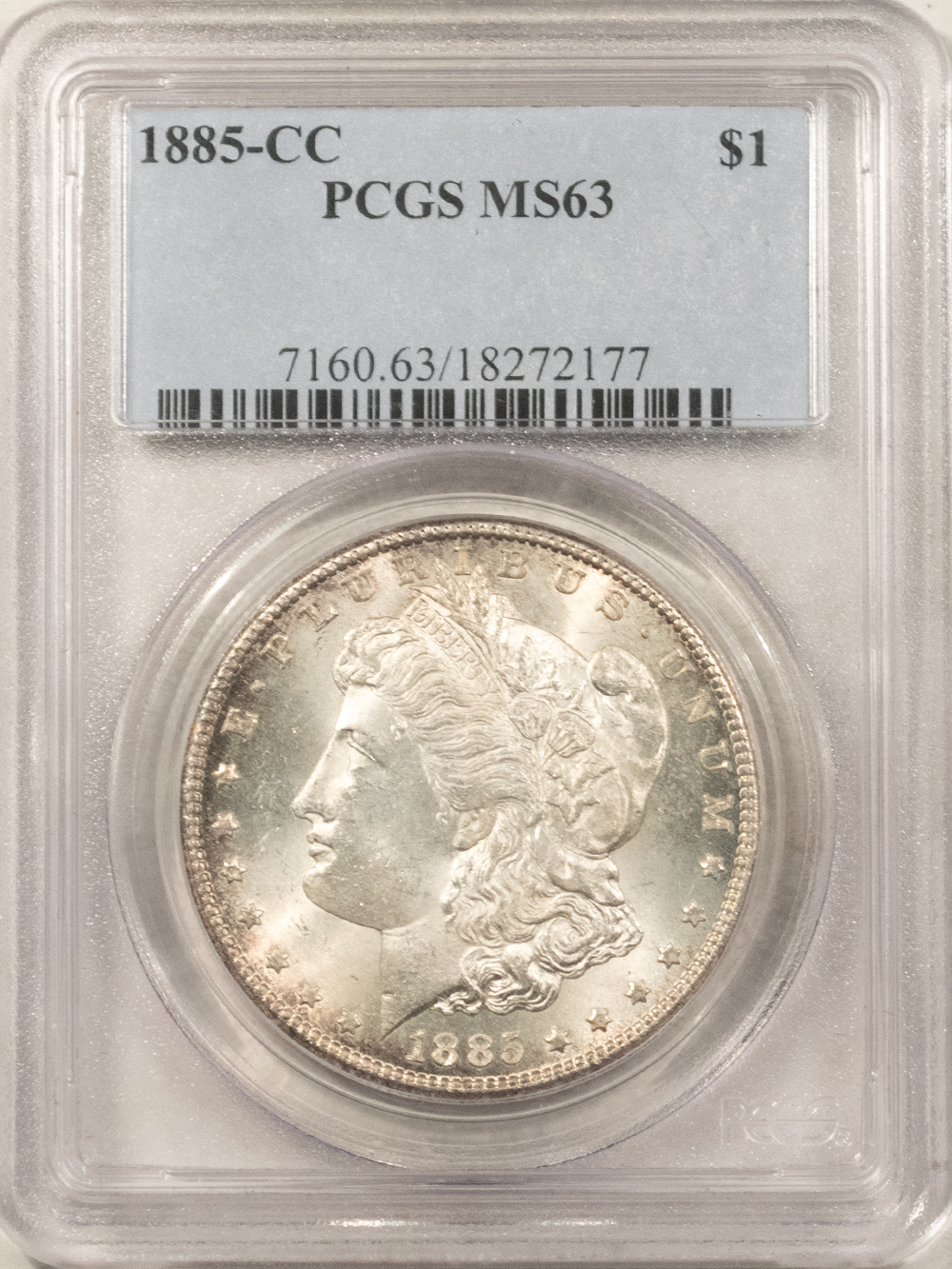 Dollars 1885-CC $1 MORGAN DOLLAR – PCGS MS-63, FLASHY & CHOICE! CARSON CITY! Dollars 1885-CC $1 MORGAN DOLLAR – PCGS MS-63, FLASHY & CHOICE! CARSON CITY!
