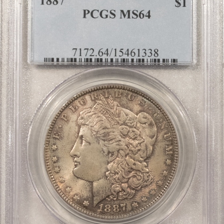 Dollars 1887 $1 MORGAN DOLLAR – PCGS MS-64, ORIGINAL & PREMIUM QUALITY!