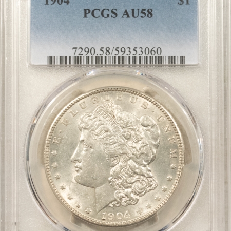 Dollars 1904 $1 MORGAN DOLLAR – PCGS AU-58, WHITE & LOOKS UNC!
