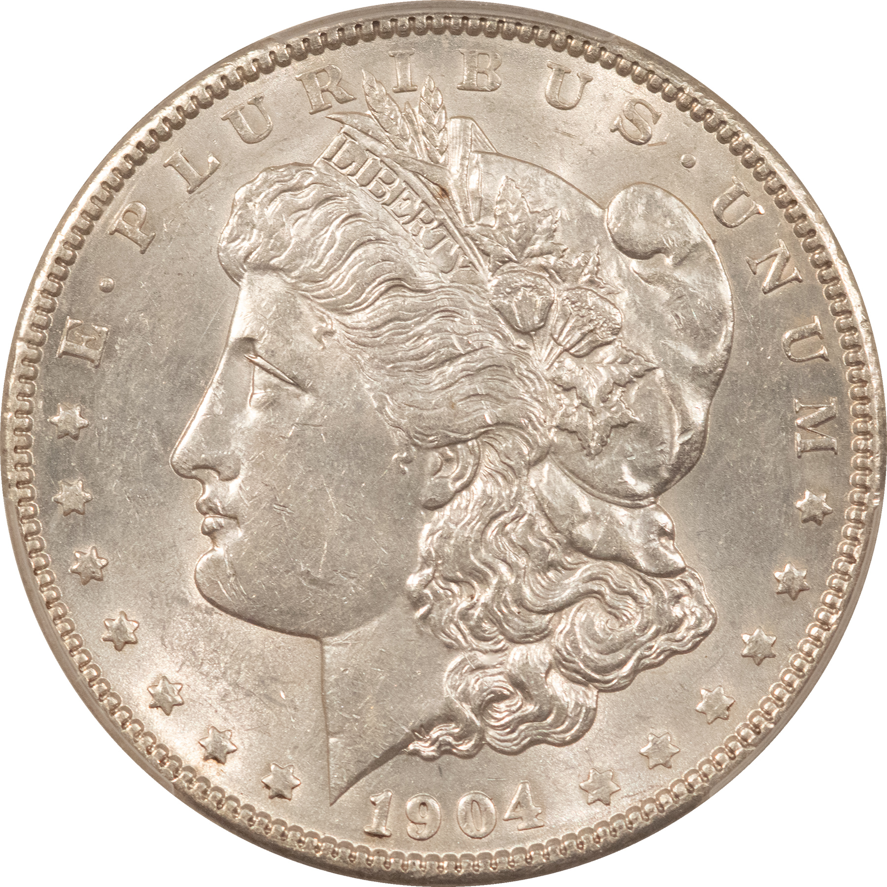 Dollars 1904 $1 MORGAN DOLLAR – PCGS AU-58, WHITE & LOOKS UNC! Dollars 1904 $1 MORGAN DOLLAR – PCGS AU-58, WHITE & LOOKS UNC!