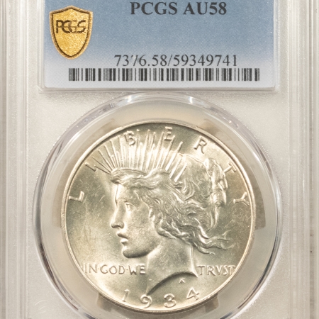 Dollars 1934-D $1 PEACE DOLLAR – PCGS AU-58, WHITE & LOOKS UNC!