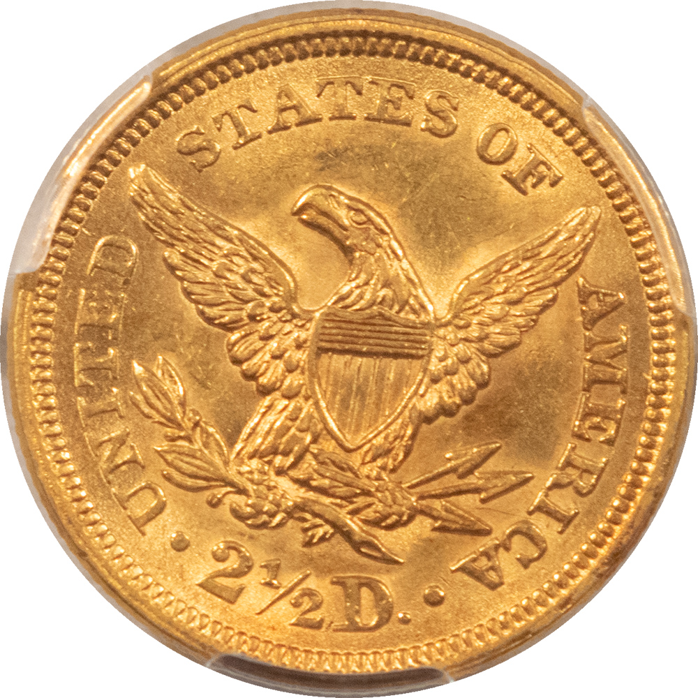$2.50 1852 $2.50 LIBERTY GOLD QUARTER EAGLE – PCGS MS-62, EARLY DATE! $2.50 1852 $2.50 LIBERTY GOLD QUARTER EAGLE – PCGS MS-62, EARLY DATE!