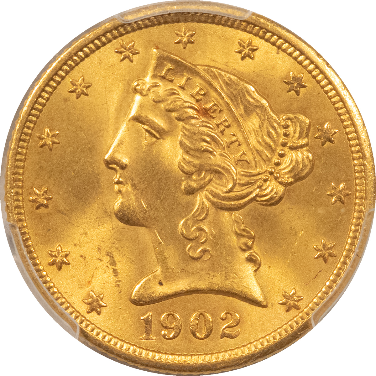 $2.50 1902-S $5 LIBERTY GOLD QUARTER EAGLE – PCGS MS-64+ NEAR GEM! $2.50 1902-S $5 LIBERTY GOLD QUARTER EAGLE – PCGS MS-64+ NEAR GEM!