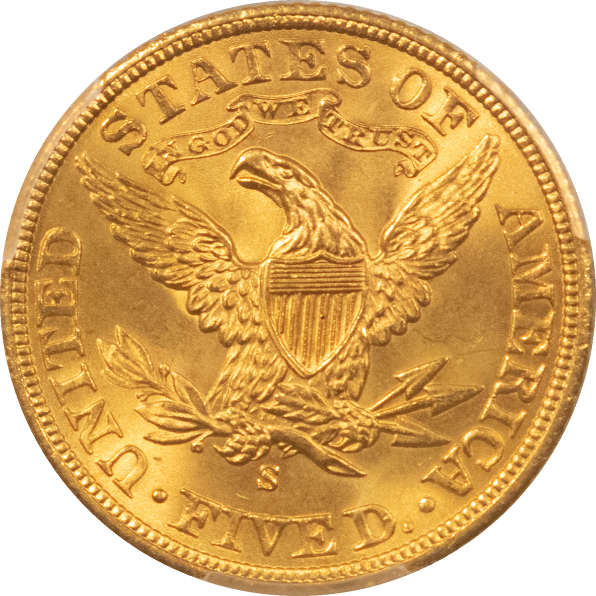 $2.50 1902-S $5 LIBERTY GOLD QUARTER EAGLE – PCGS MS-64+ NEAR GEM! $2.50 1902-S $5 LIBERTY GOLD QUARTER EAGLE – PCGS MS-64+ NEAR GEM!