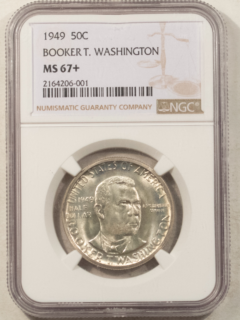 Early Commems 1949 BOOKER T. WASHINGTON COMMEMORATIVE HALF DOLLAR – NGC MS-67+ WHITE, POP 14/0 Early Commems 1949 BOOKER T. WASHINGTON COMMEMORATIVE HALF DOLLAR – NGC MS-67+ WHITE, POP 14/0