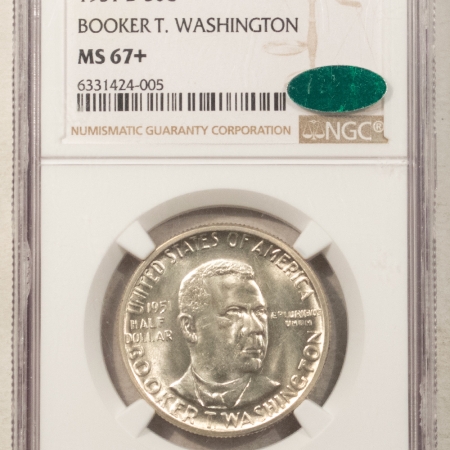 CAC Approved Coins 1951-D BOOKER T. WASHINGTON COMMEMORATIVE HALF NGC MS-67+ CAC FLASHY! POP 20/1