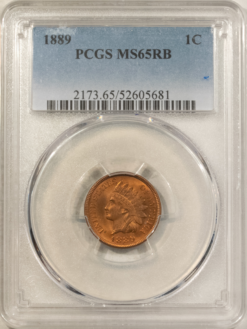 Indian 1889 INDIAN CENT – PCGS MS-65 RB GEM! Indian 1889 INDIAN CENT – PCGS MS-65 RB GEM!