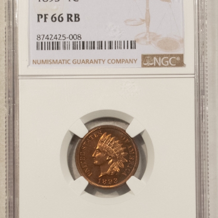 Indian 1893 PROOF INDIAN CENT – NGC PF-66 RB, ATTRACTIVE!