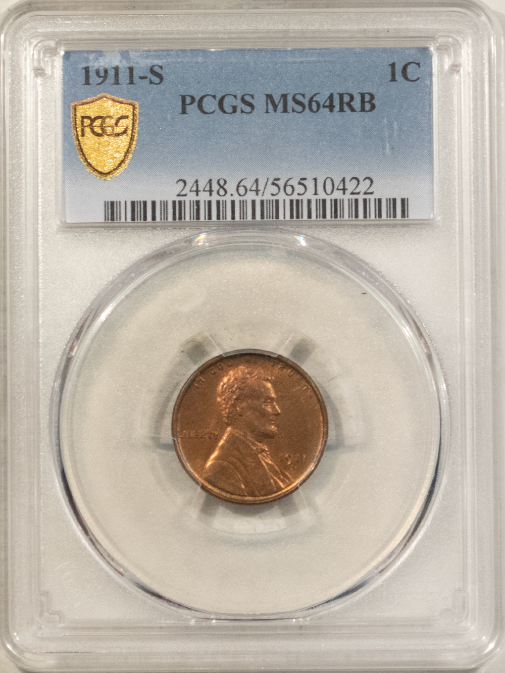 Lincoln Cents (Wheat) 1911-S LINCOLN CENT – PCGS MS-64 RB ATTRACTIVE TOUGH DATE! Lincoln Cents (Wheat) 1911-S LINCOLN CENT – PCGS MS-64 RB ATTRACTIVE TOUGH DATE!