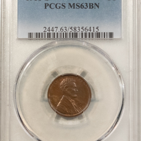 Lincoln Cents (Wheat) 1911-S LINCOLN CENT – PCGS MS-63 BN