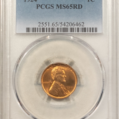 Lincoln Cents (Wheat) 1924 LINCOLN CENT – PCGS MS-65 RD, RED GEM!