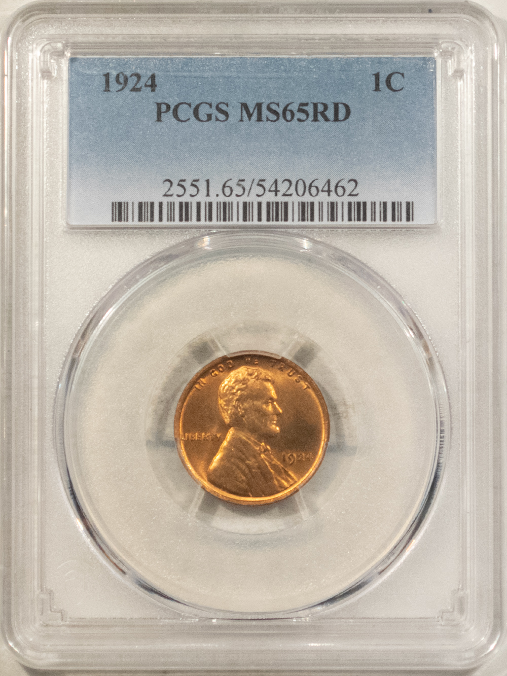 Lincoln Cents (Wheat) 1924 LINCOLN CENT – PCGS MS-65 RD, RED GEM! Lincoln Cents (Wheat) 1924 LINCOLN CENT – PCGS MS-65 RD, RED GEM!